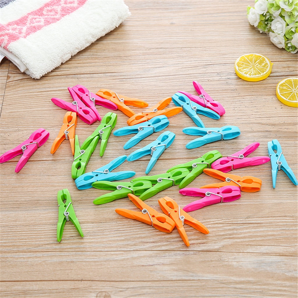 Colorful Plastic Clothespins, Heavy Duty Laundry Clothes Pins Clips with Springs, Air-Drying Clothing Pin Set (24 Pack) 24 Pack Multicolor