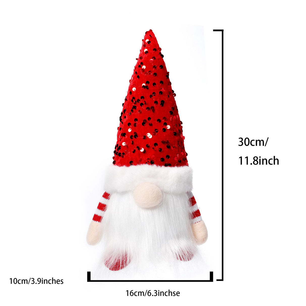 Lighted Christmas Gnome, Handmade Sequins Hat , Light Up Plush Elf Toy Holiday Present, Battery Operated Winter Tabletop Christmas Decorations,3 pcs(red,gray,green)Single size 30 * 16cm