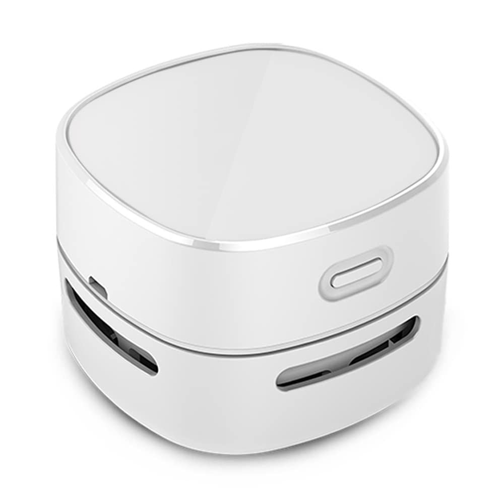 Vacuum Cleaner, Mini Table dust Sweeper Energy Saving,High Endurance mins, Rotatable Design for Keyboard/Home/School/Office (White Charging,7.9*7.9*6cm)