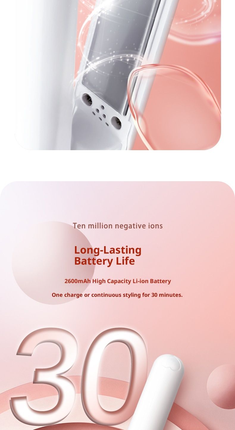 Cordless Hair Straightener 2 in 1 Mini Curler and Flat Iron Ceramic Portable USB Rechargeable Travel Hair Styler for Women Men with Pouch (White 19.5*2cm)