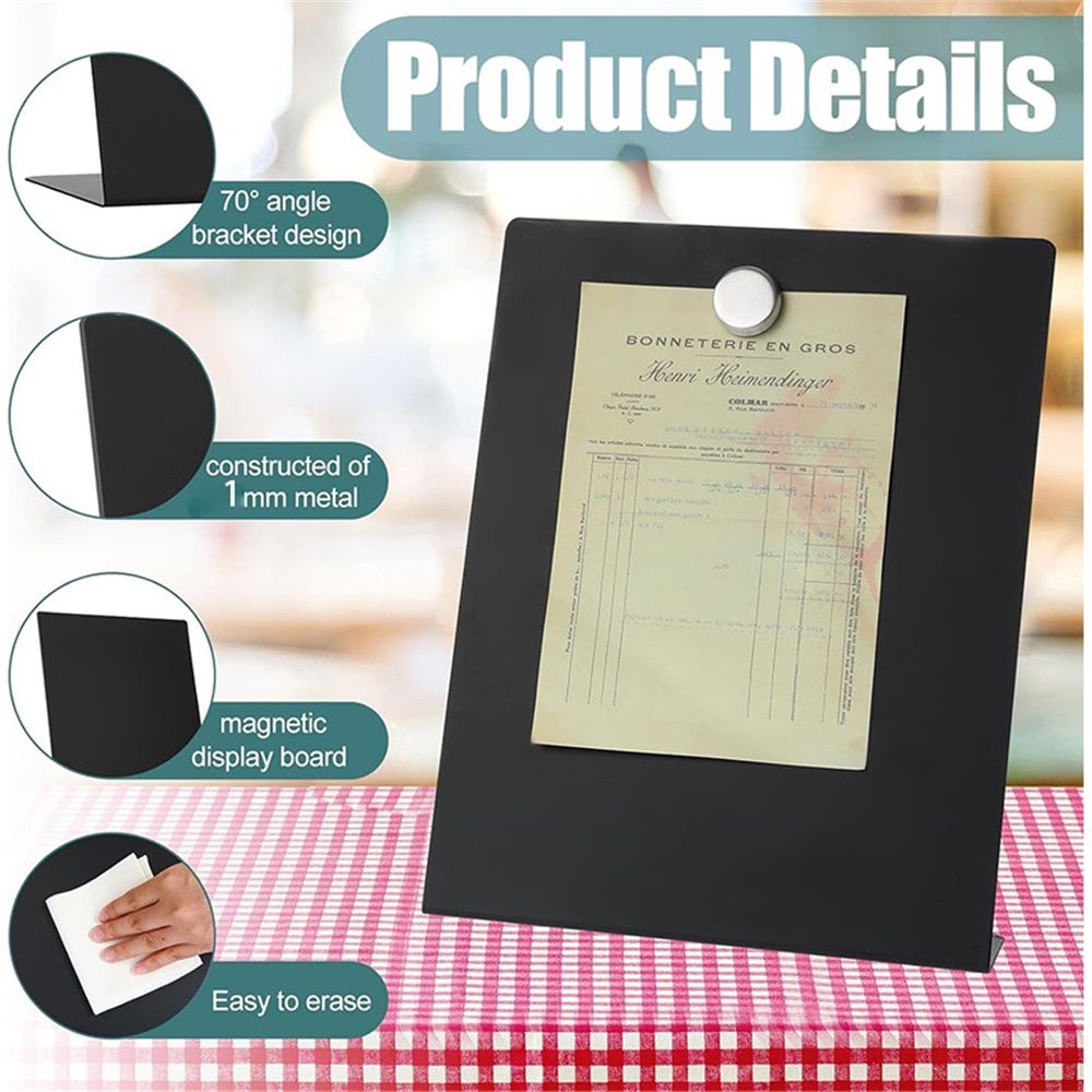 Magnet Board - Black, 8.5 x 11 x 2.4 in - Standing Magnetic Board for Desk & Wall - Magnetic Display for Memos, Photos & Documents