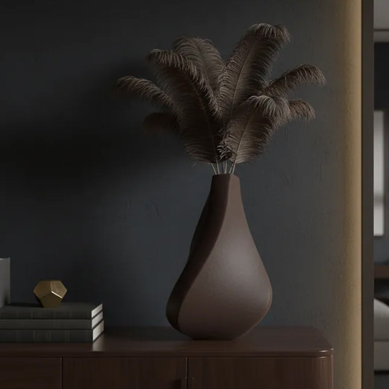 3D-printed sculpture of a contemplative vase,black