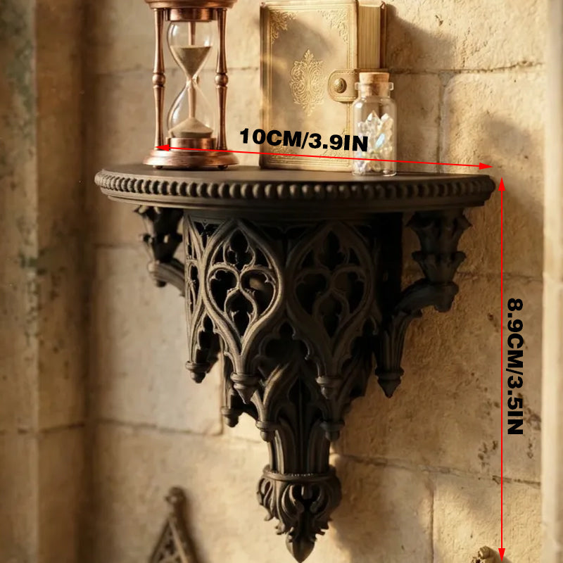 Lightweight 3D-printed scroll wall shelf, black, with m6x30 nails.