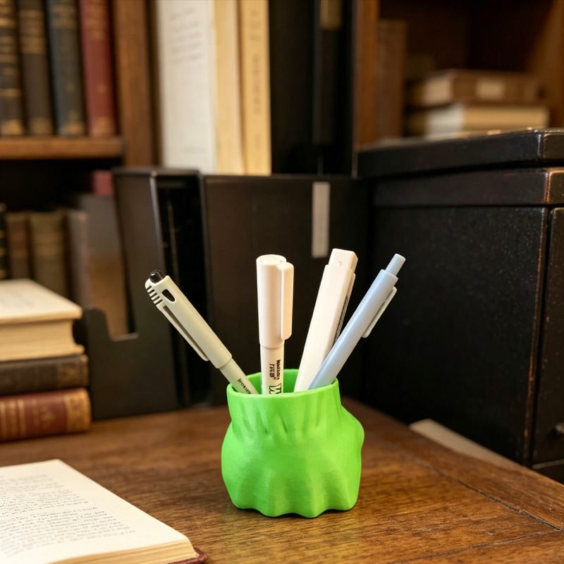 3D Printed Fist-Shaped Pen Holder, Powerful Desktop Organizer, Green