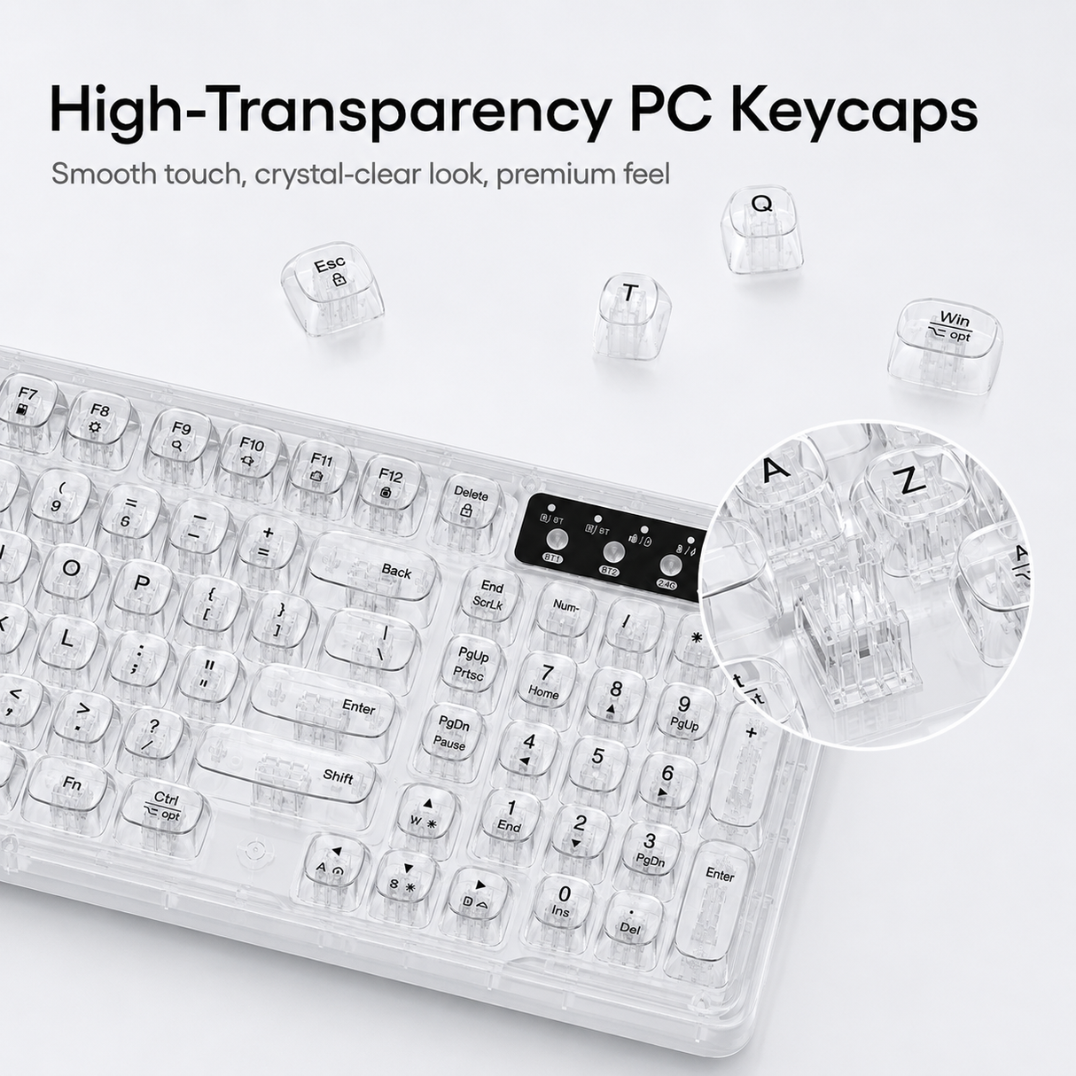 Tri-Mode Wireless Mechanical Keyboard, Bluetooth 5.0/2.4G/USB-C, 96% Layout RGB Backlit Keyboard, Hot Swappable Quiet Switch, Programmable Keys, Multi-Device for PC Mac iOS Android,Stealth Red
