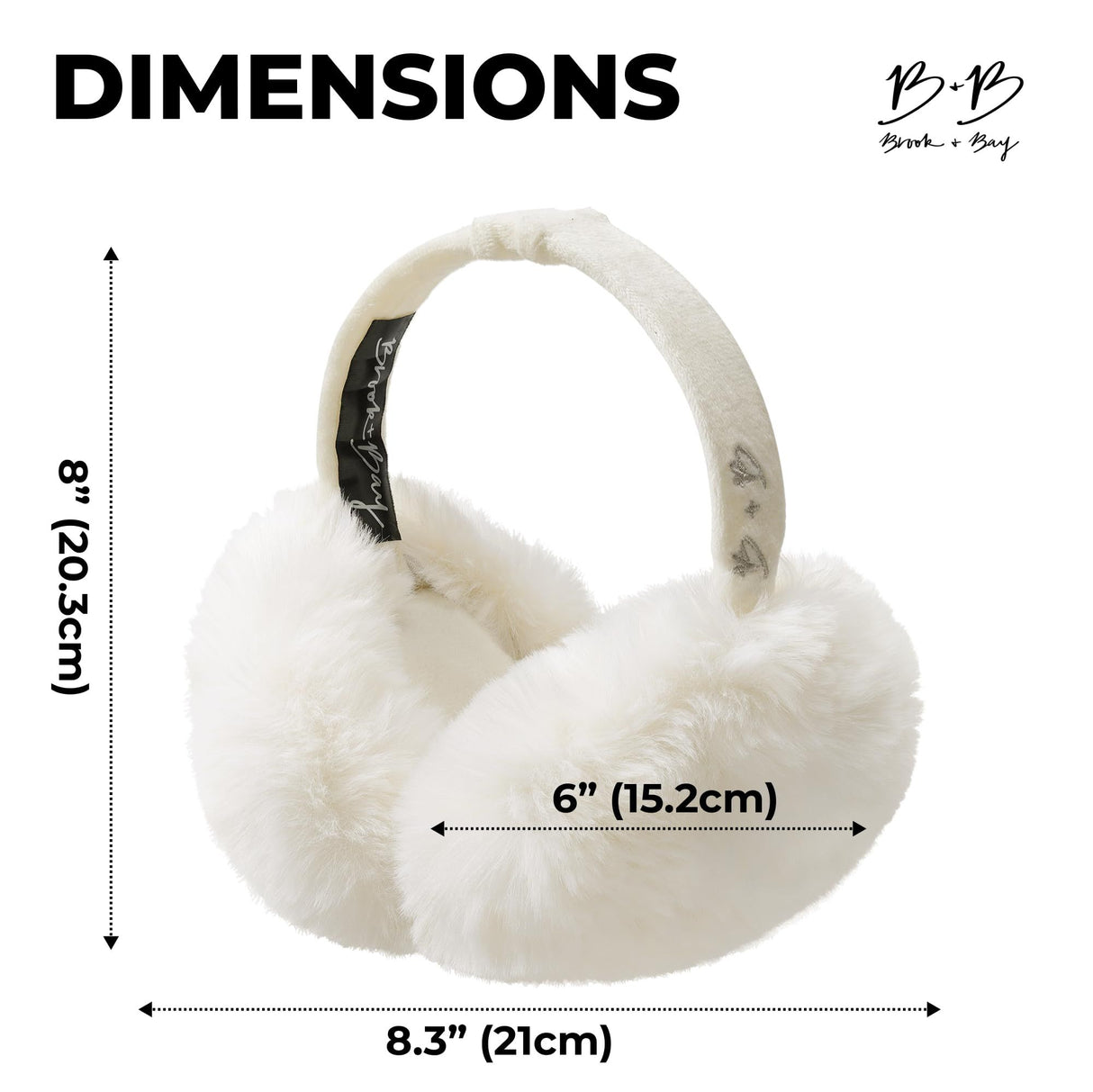 Cream White Fluffy Plush Winter Ear Muffs for Women, Foldable Soft Ear Warmers Windproof Thermal Earmuffs for Cold Weather Outdoor Daily Wear