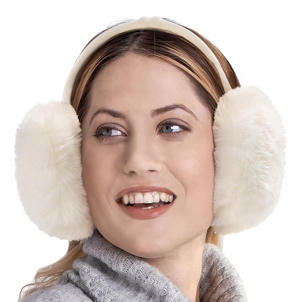Pink fluffy Plush Winter Ear Muffs for Women, Foldable Soft Ear Warmers Windproof Thermal Earmuffs for Cold Weather Outdoor Daily Wear