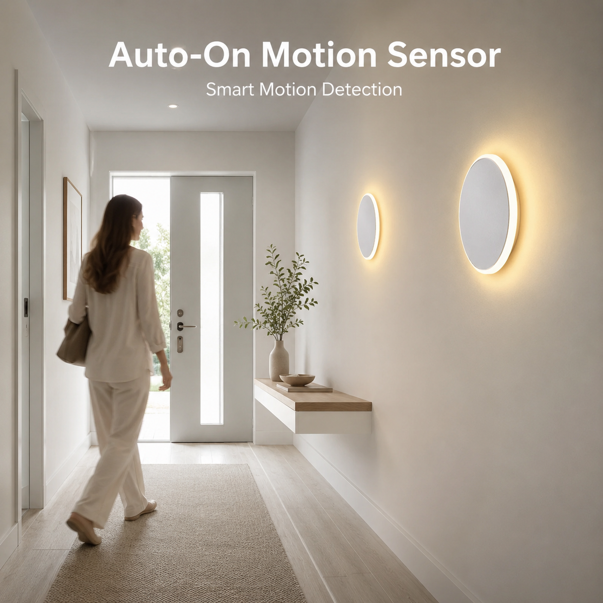 Magnetic Round Wall Lamp 30cm White, 17W Rechargeable LED Wall Sconce with Touch Control, 3-Color Light, Battery Powered Modern Disc Wall Light for Bedroom Hallway Living Room
