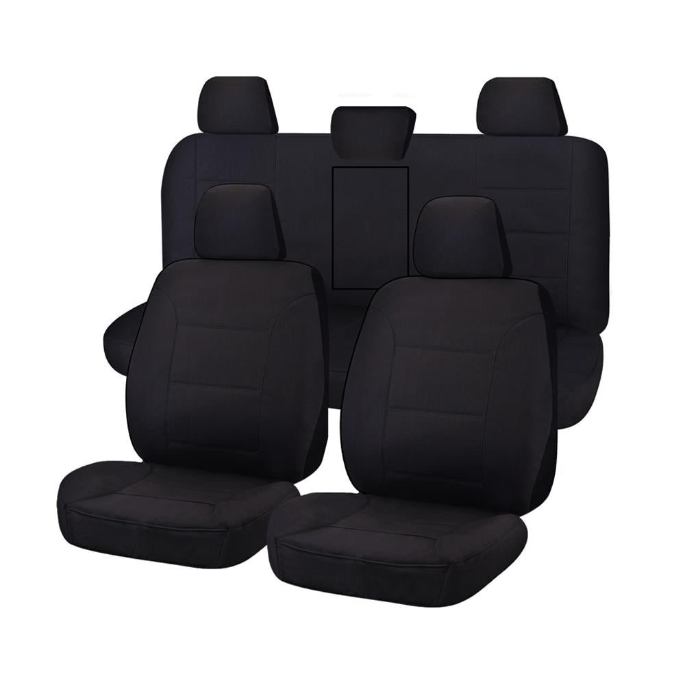 Custom Waterproof Seat Covers for Toyota Hilux Dual Cab (2015 - 2022) - All Terrain Black with Armrests and Headrests