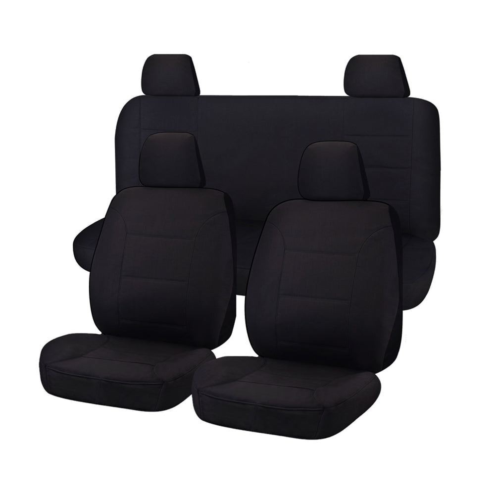 Custom-Fit Black Canvas Seat Covers for Nissan Navara D23 NP300 Dual Cab (2015-2017)