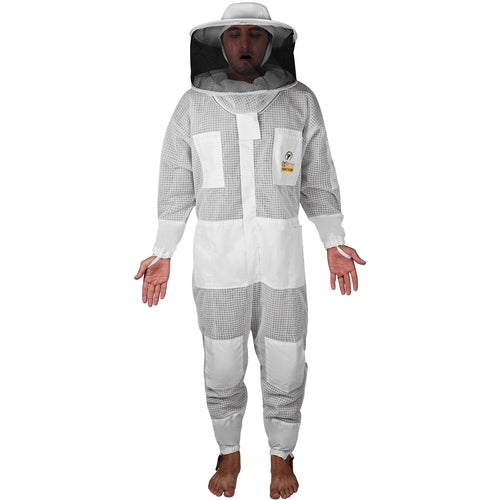 OZBee Premium Full Suit 3 Layer Mesh Ultra Cool Ventilated Round Head Beekeeping Protective Gear Size L