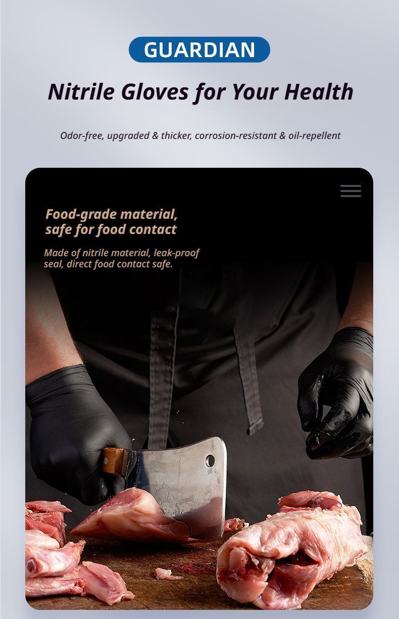300Pcs Heavy-Duty Black Disposable Nitrile Gloves-Small