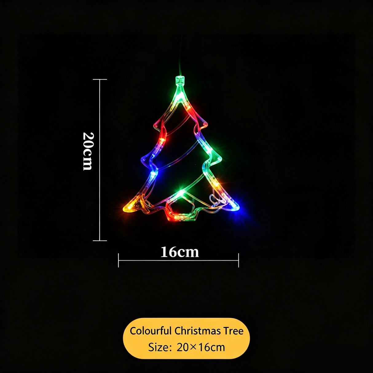 LED Suction Cup Christmas Decor Lights, Colourful Christmas Tree Window Curtain Lights, Battery Operated Festive Fairy Lights