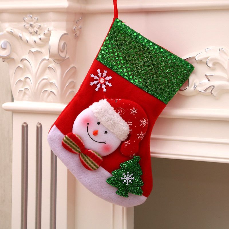 Medium Sequin Snowman Christmas Stocking, Glittery Christmas Tree Ornament, 25*19cm