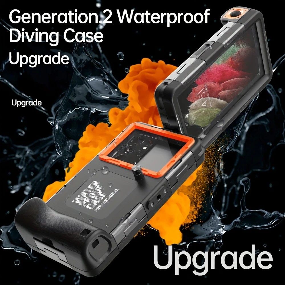 15m Waterproof Phone Case for Diving & Surfing - 1 Hour Underwater Shooting, Dual Seal, Zinc Alloy Buckle, Fits iPhone Samsung Xiaomi up to 6.9 Inch(black+black)