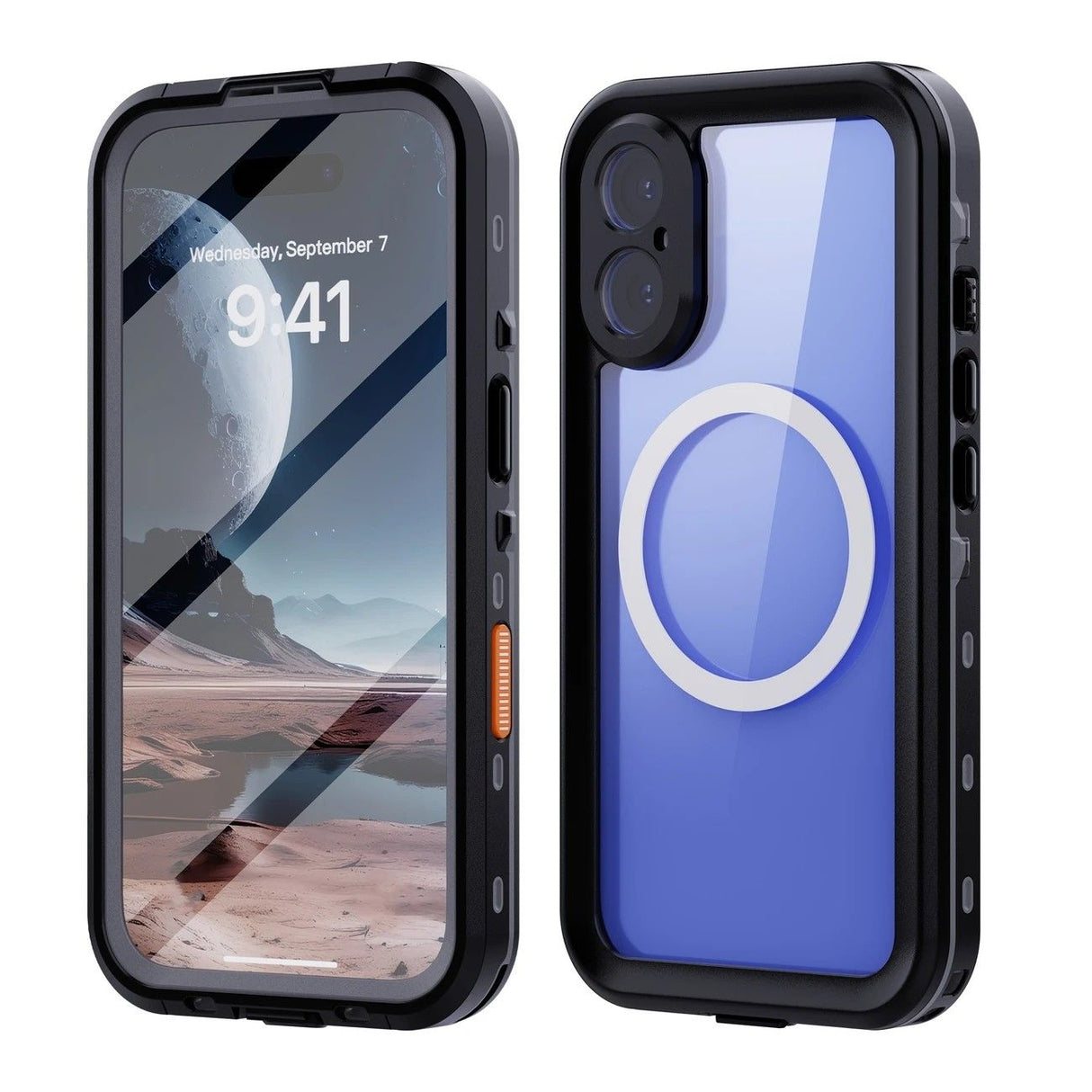 iPhone 16 Waterproof Phone Case IP68 Drop Protection Snow Dust Resistant with Lanyard for Swimming Skiing Off Road Adventures(blue)