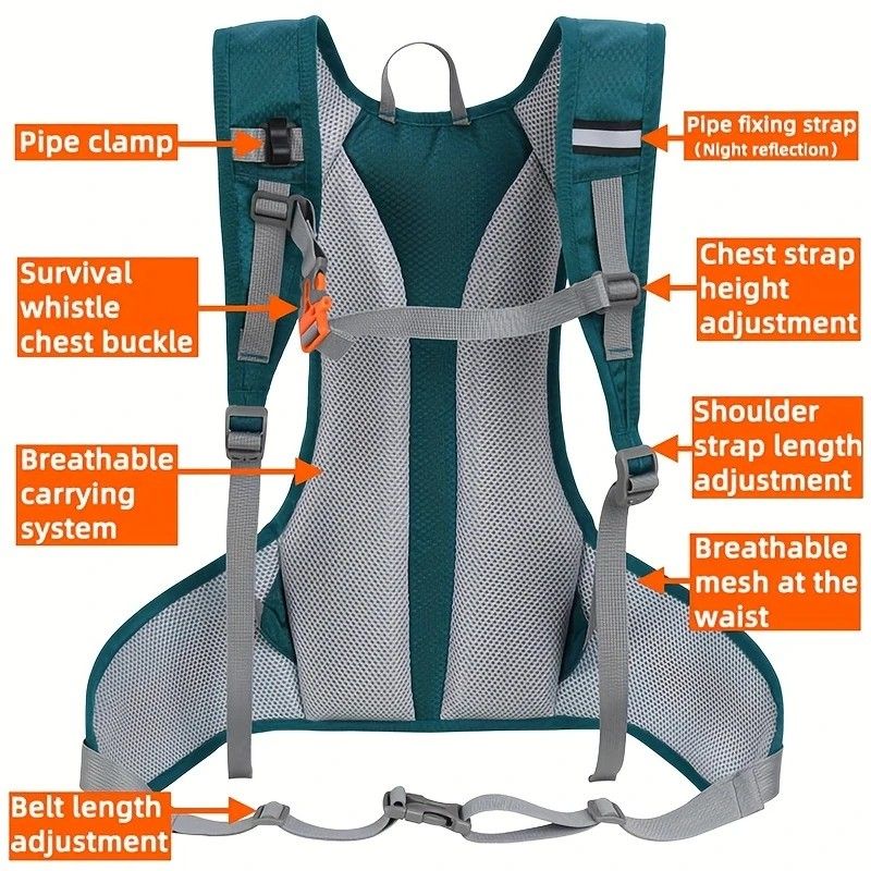 Lightweight Trail Running Hydration Backpack, Cycling Hiking Mountaineering Backpack, Night-Reflective Breathable Design(Lake green)