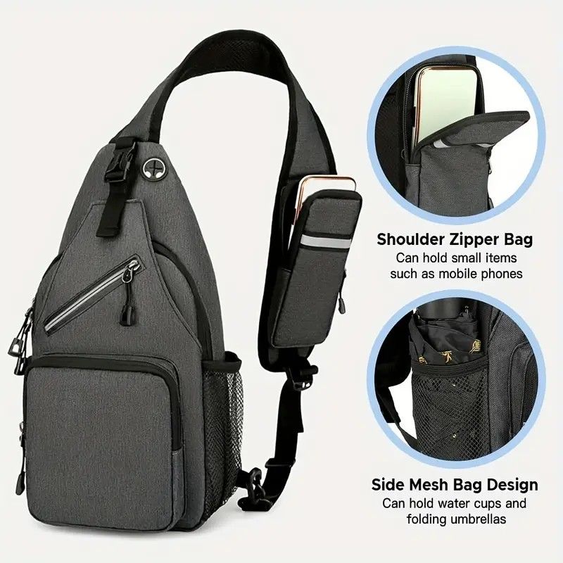New Men's Chest Bag Lightweight Oxford Crossbody, Water-Resistant Durable Anti-Burden Shoulder Pack, Minimalist Casual Commute Cycling Sports Sling Bag(dark blue)