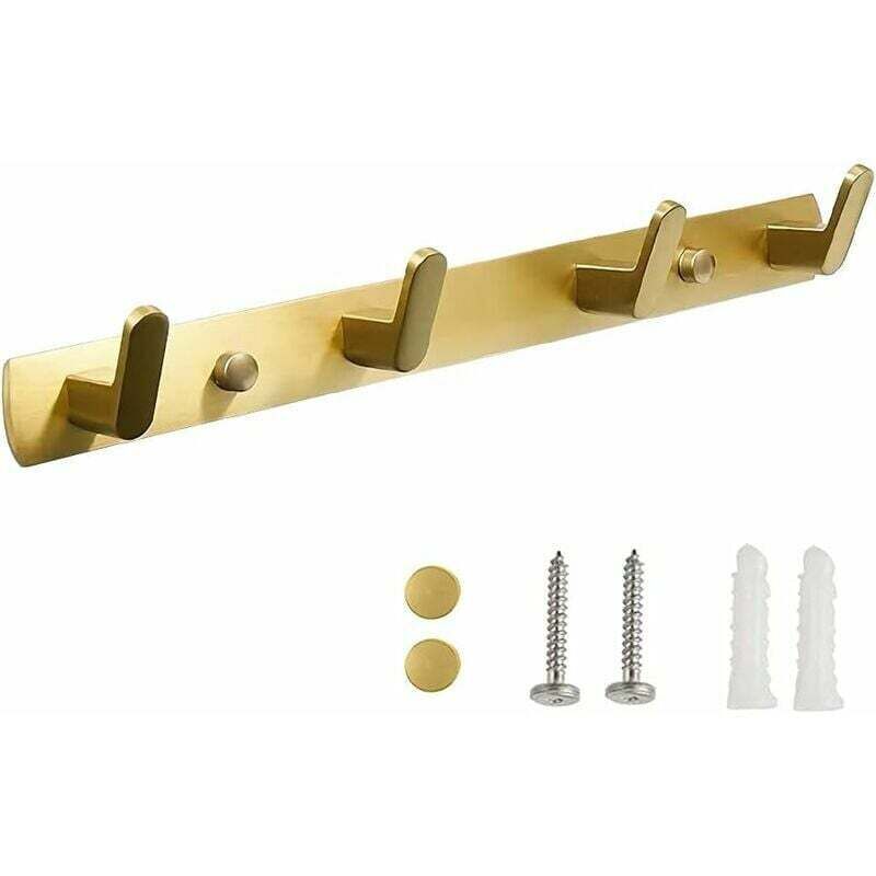 Wall Gold, Bedroom Kitchen, Towel Rack Entrance Coat Rack Coat Hook with 4 Hooks Mounted Bathroom Coat Rack
