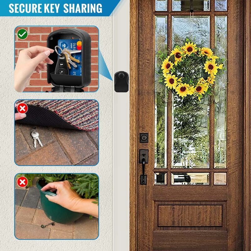Secure Key Box New Generation Large External Key Box with 4 Waterproof Emergency Code and Keys and Rustproof Key Box Wall Mounting for School