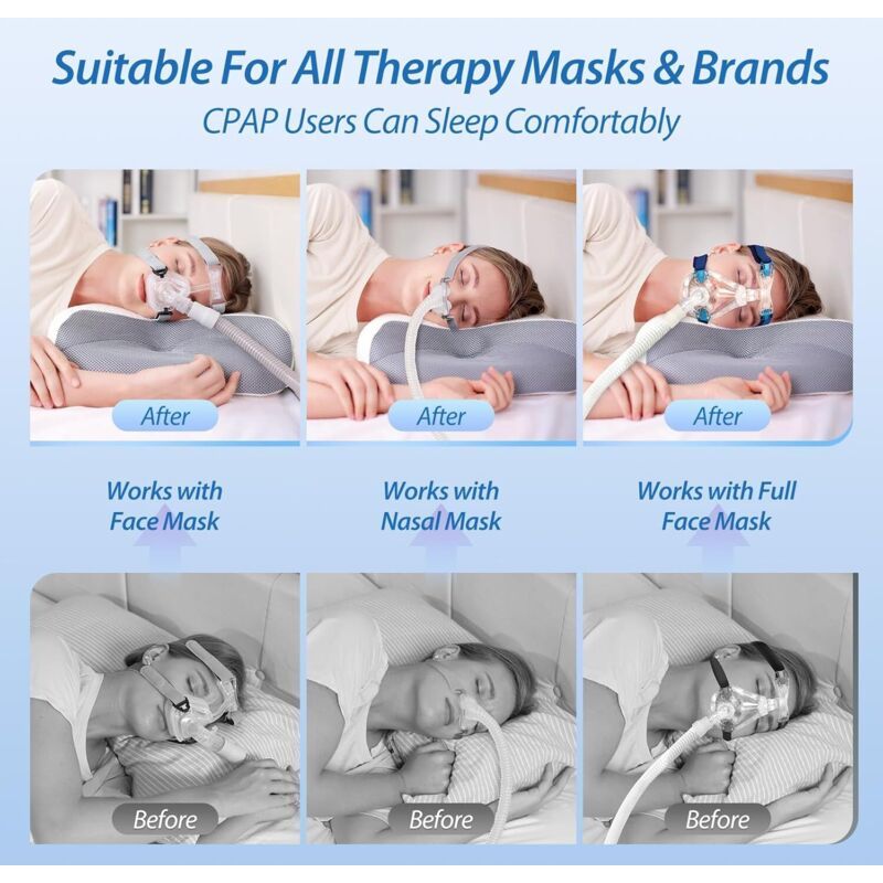 CPAP Foam Memory Pillow Reduce Face Mask Pressure and Air Leaks, 60x37x9 and Pillow for Sleeping on the Side for All CPAP Masks, 11cm