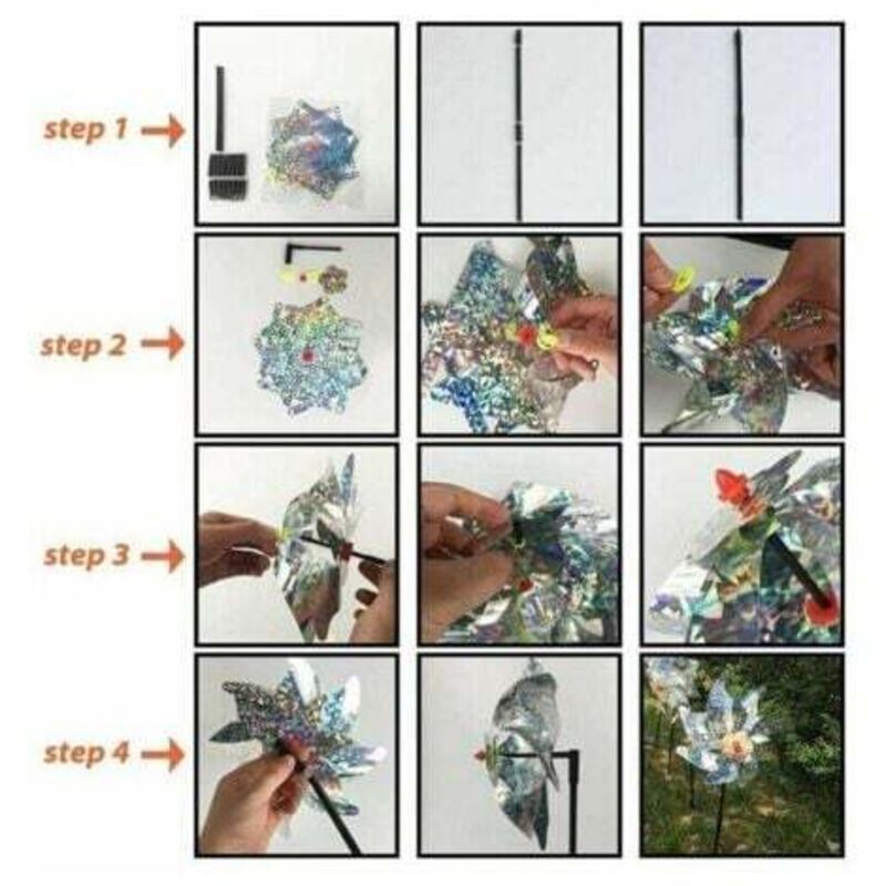 10 Pcs Decorative Bird Deterrents for the Garden Anti-Bird Pigeon, Orchard and Yard Reflective Windmill to Protect the Garden