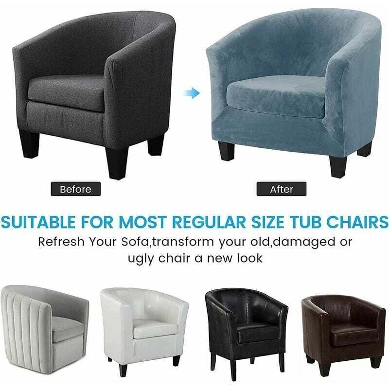 Velvet Cover of Armchair Club Set of Deux Pieces of Extensible Living Room Chair Cabriolet Tub with of Cushion Blue Gray