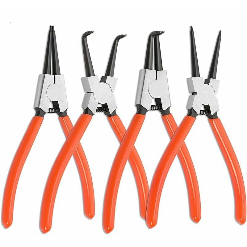 4 Pcs Circlip Pliers Length, Trimming of the Tip Clamp for Internal and External Circlip with Bag, 180mm, 1.6 mm