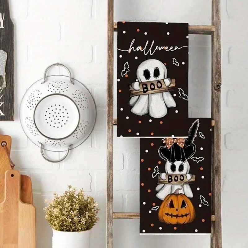 2 Pcs Torchons of Kitchen Halloween Home, Salle A Food the Living Room Decoration of Table