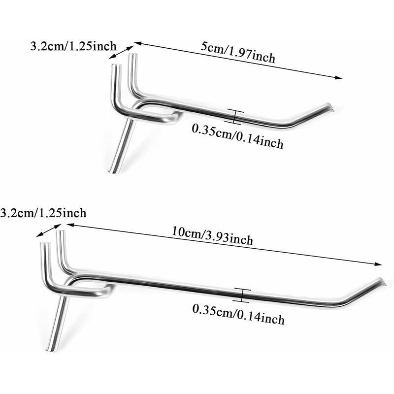 60 Pcs Metal Wall, 5 and Hardware Stores Supermarket Shelves Hooks for Perforated Panels Mounted Perforated Panel Hooks, 10 cm