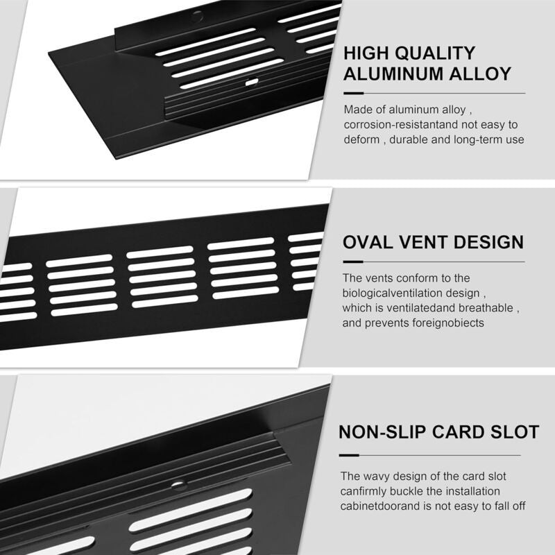 2 Pcs Mesh of Aeration in Aluminum of Ventilation Rectangulaire with Screws for the of Placards and of Chambres Black, 30x5cm