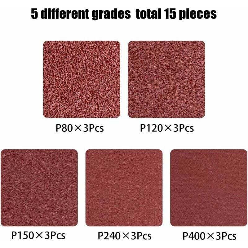 15 Pcs Strip Abrasive Bandes Abrasives Mixte, 3x Grains 80 and 120 and 150 and 240 and 400, for Ponceuses a Strip, 75 X 457 mm, 457 mm