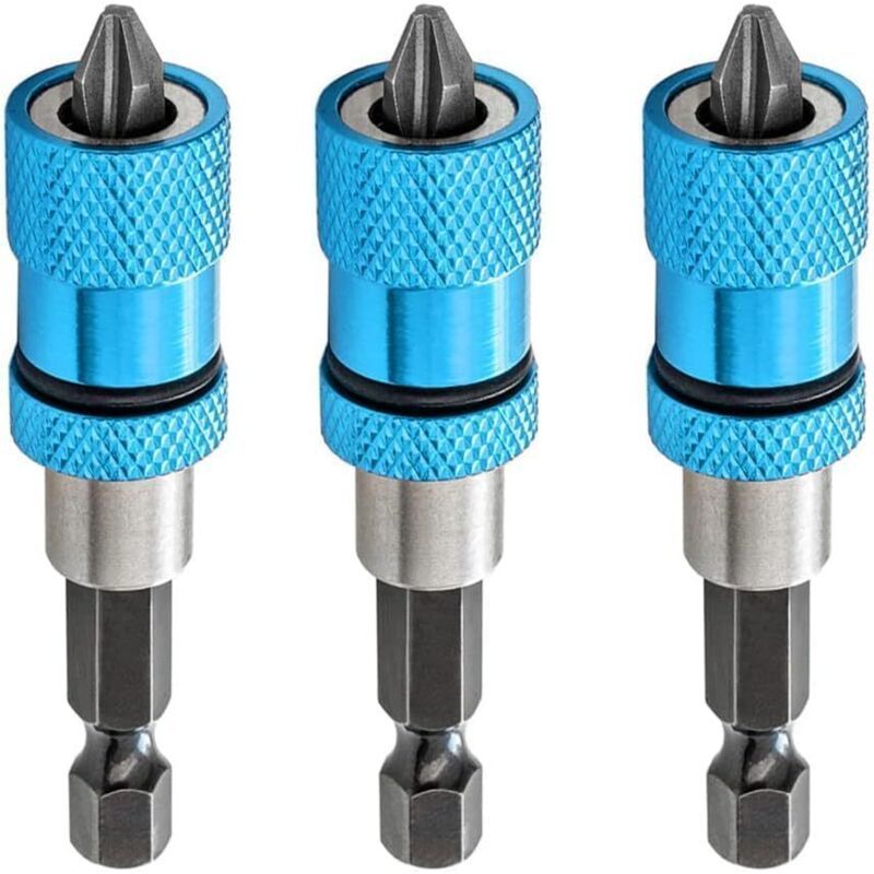 3 Pcs Quick Hex Shank Adjustable Screw Depth Change Magnetic Bits for Drywall for Cordless Screwdrivers and Hand Drills, 0.25 in