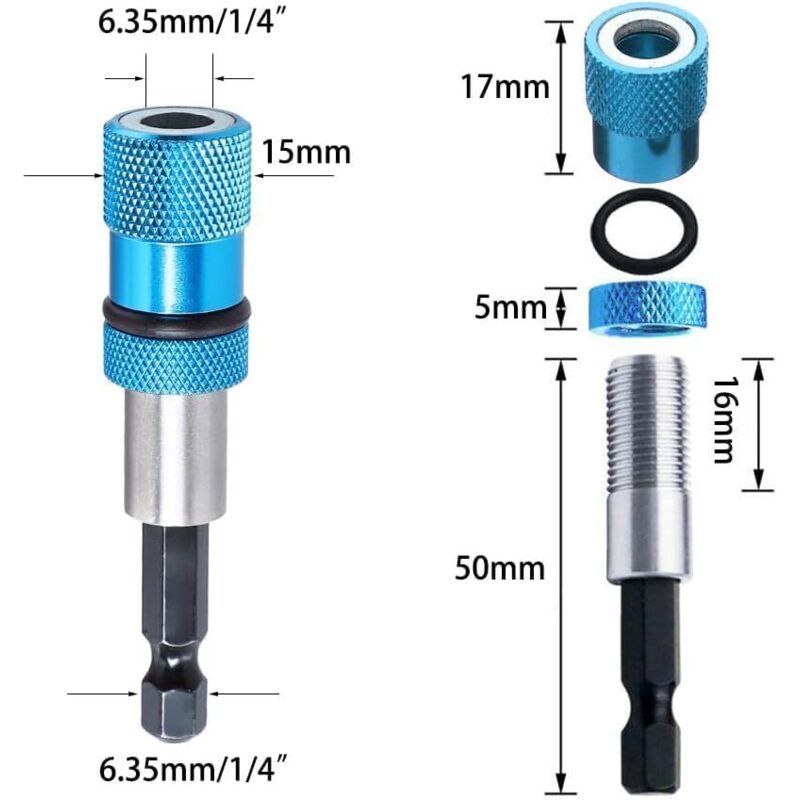 3 Pcs Quick Hex Shank Adjustable Screw Depth Change Magnetic Bits for Drywall for Cordless Screwdrivers and Hand Drills, 0.25 in