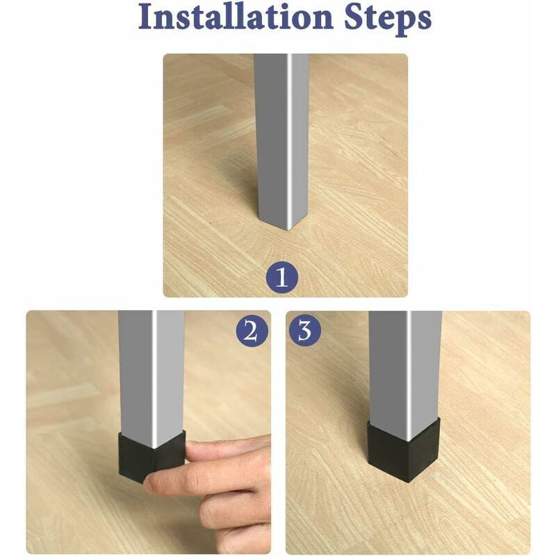 12 Pcs Protection Foot of Chair in Fer Table Embout Foot of Furniture Capuchons Floor in Rubber Shape L Black, 25 X 25 mm, 25 mm