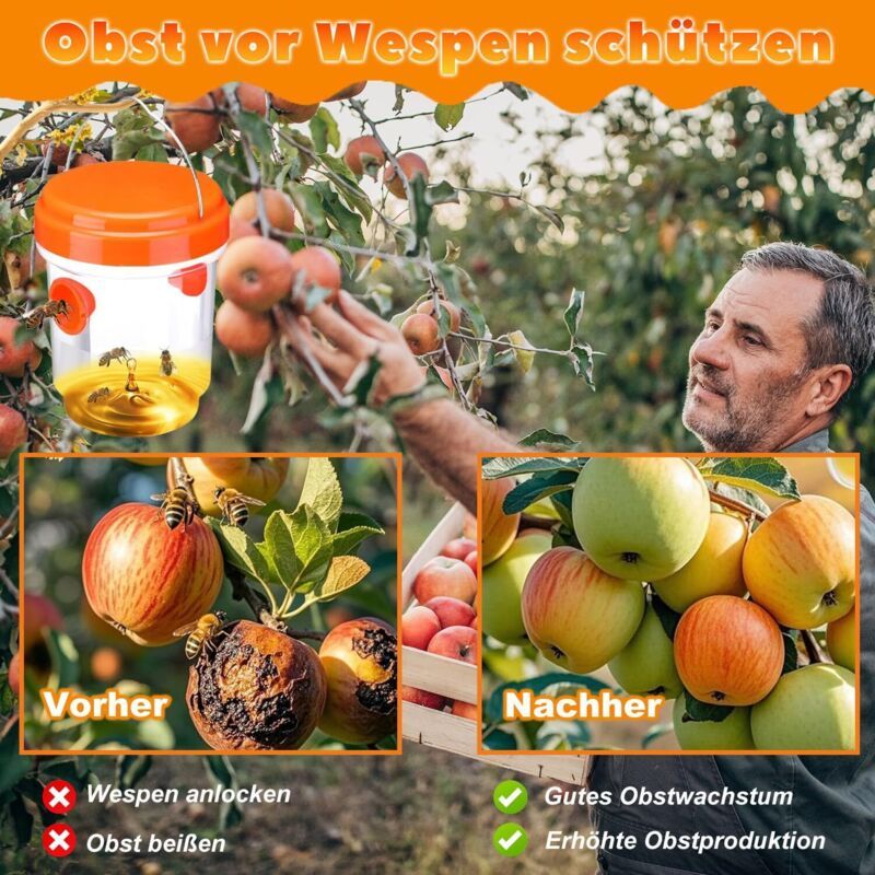 2 Pcs Piege a Guepes the Guepes Jaun Efficace a 360 Degres Repulsif a Guepes for Outdoor Dissuasion Contre the Frelons