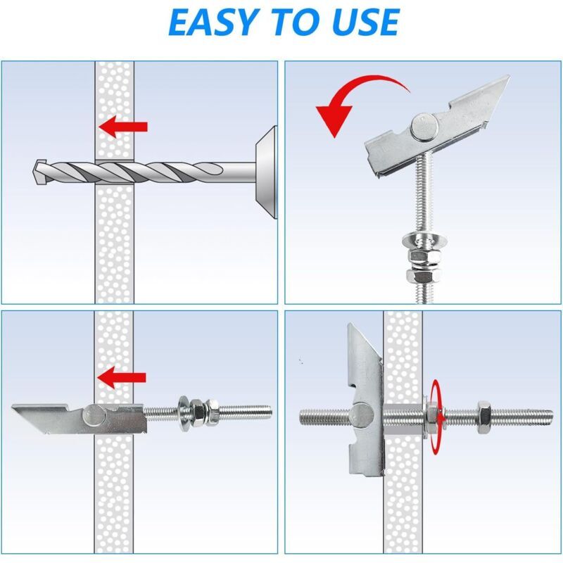 12 Pcs M8 Heavy Duty Toggle Anchors in Carbon Galvanized Steel Spring Anchors Ceiling Mounting for Hanging Heavy Objects on Drywall