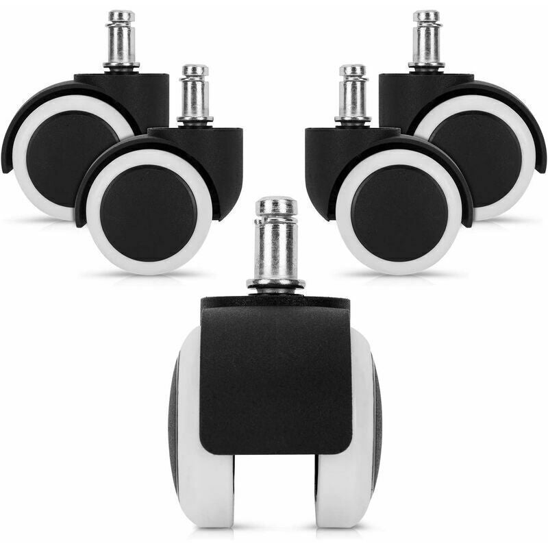 Roulette for Chair of Desk White, Wheel of Spare 11 and Set 5 Casters for Chair Silent Foot of Seat for Hard Floor, 50 mm