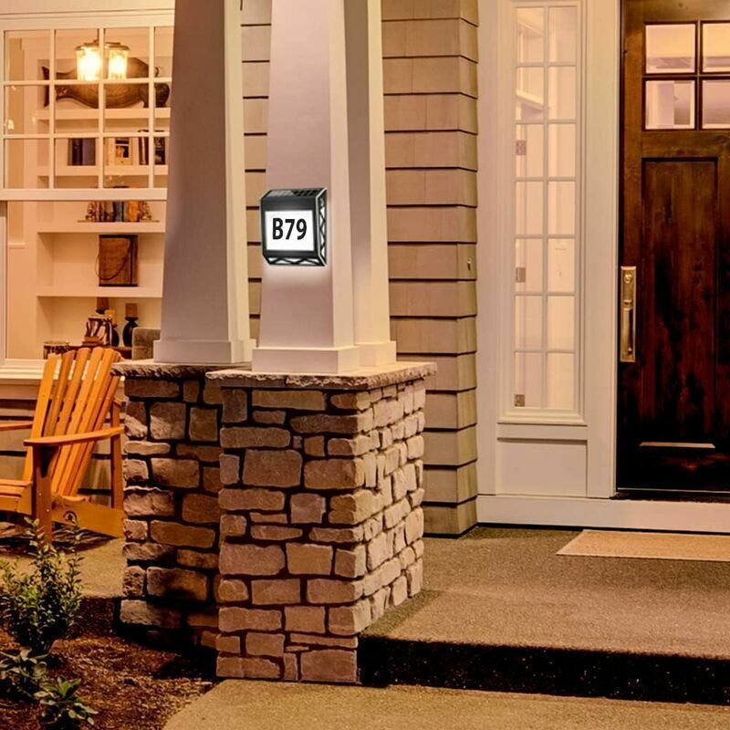 Number of Home Solar Light 8 Led of Home with Switch Crepuscular in Steel Stainless IP54 Waterproof Outdoor with Numbers 09 and Letters A