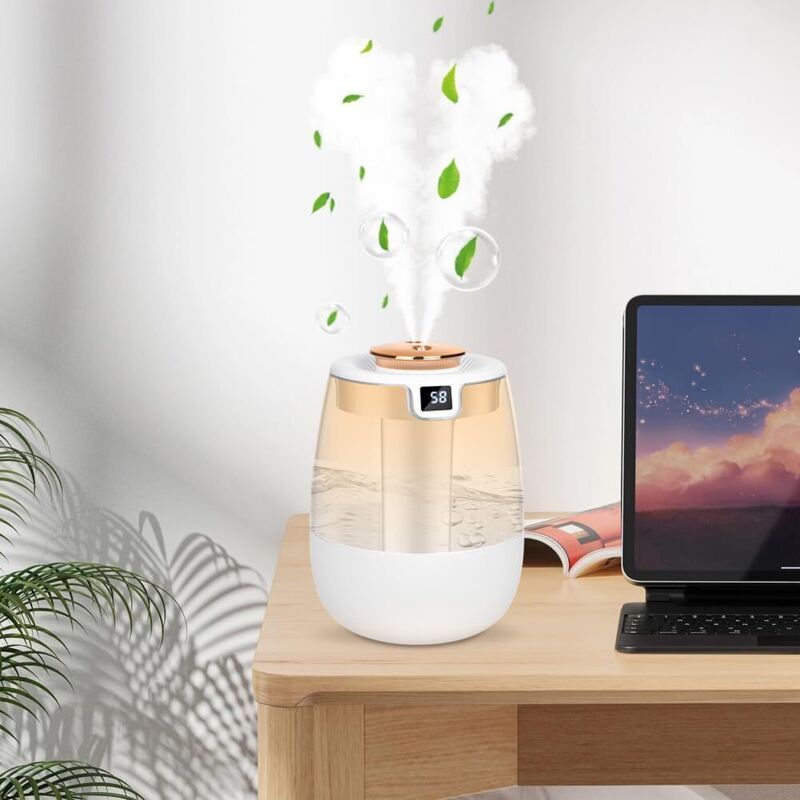 Ambient Air Humidifier 2.2 L with Smart Display of Humidity Ultra, Quiet 20 DB Automatic Shutdown Mini Humidifier with Light LED