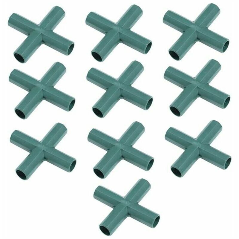10 Pcs 4, Way Cross Greenhouse Frame Connectors Plastic Tube Connectors for Garden Frames, 16mm