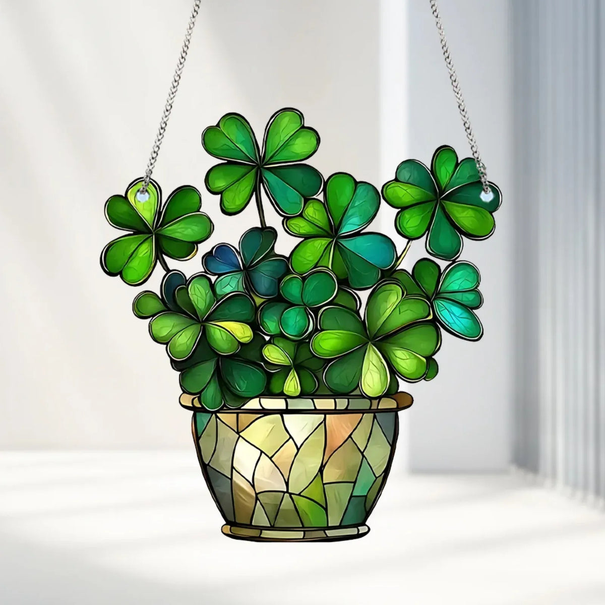 St Patricks Day Shamrock Acrylic Hanging Ornaments for Irish Party Wall and Wreath Decor
