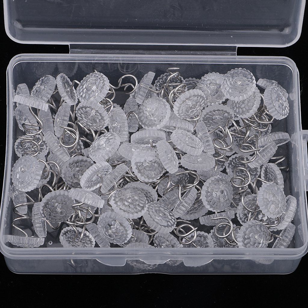 100 Pieces Clear Round Head Upholstery Spiral Nail Studs, Furniture Sofa Tack Pins and Fasteners