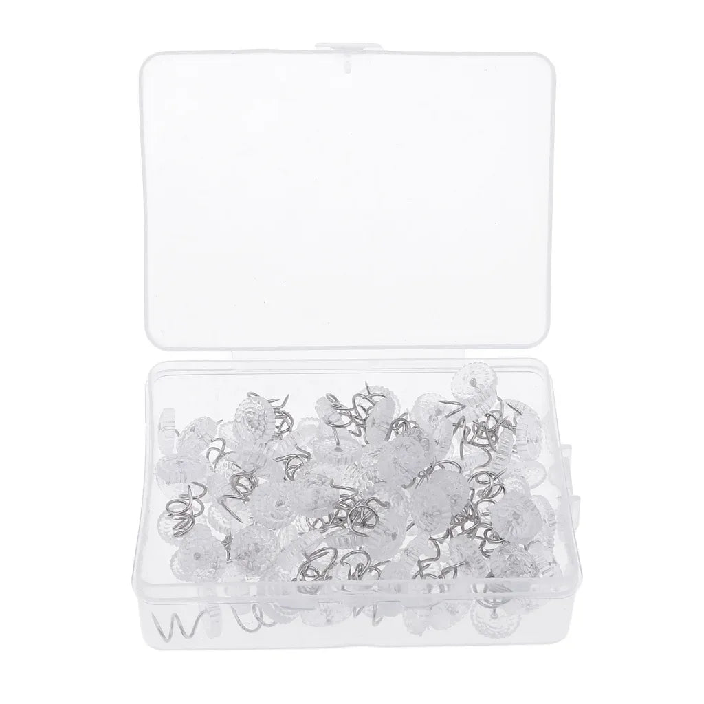 100 Pieces Clear Round Head Upholstery Spiral Nail Studs, Furniture Sofa Tack Pins and Fasteners