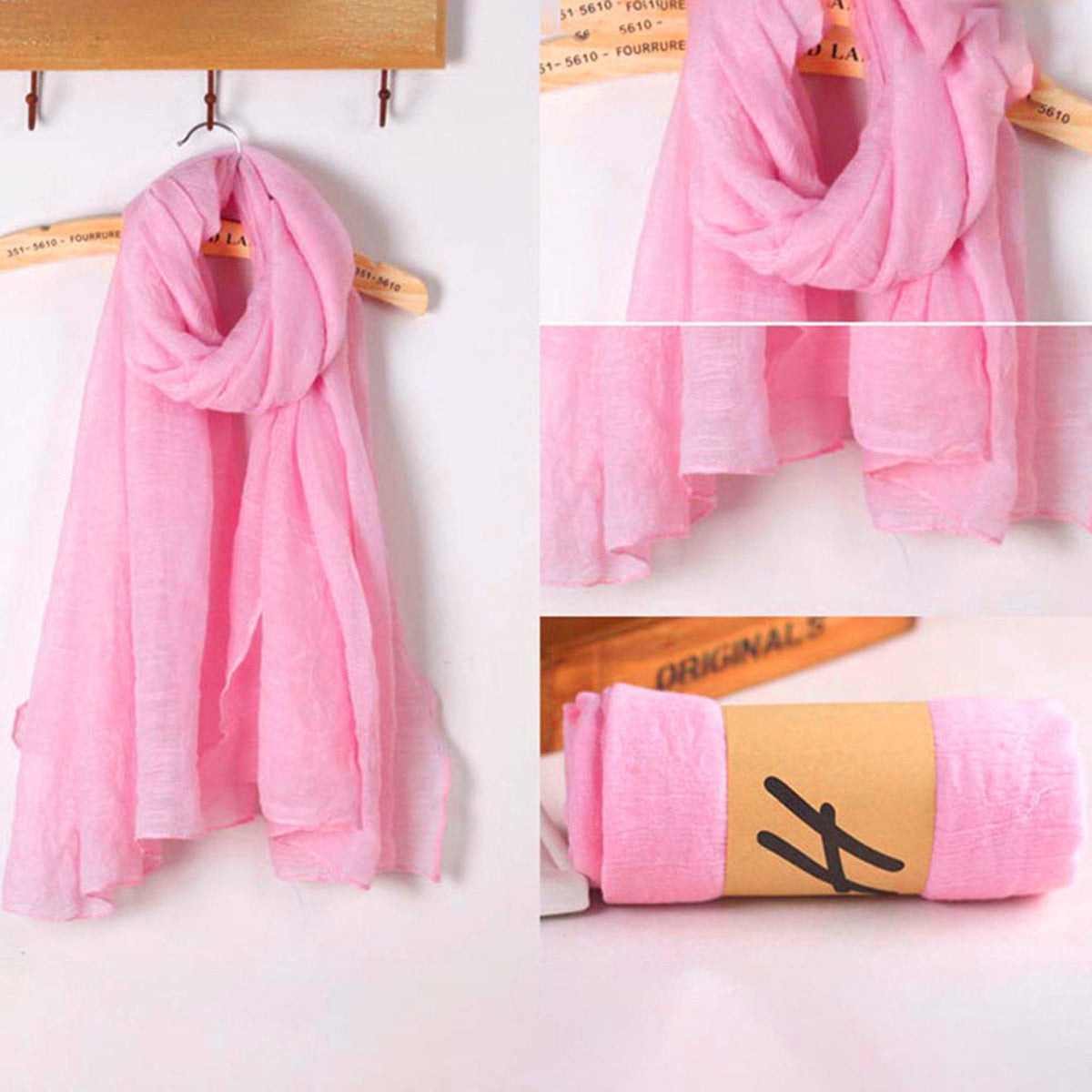 Lightweight Summer Scarf, Linen Feel Shawl Wrap for Men and Women