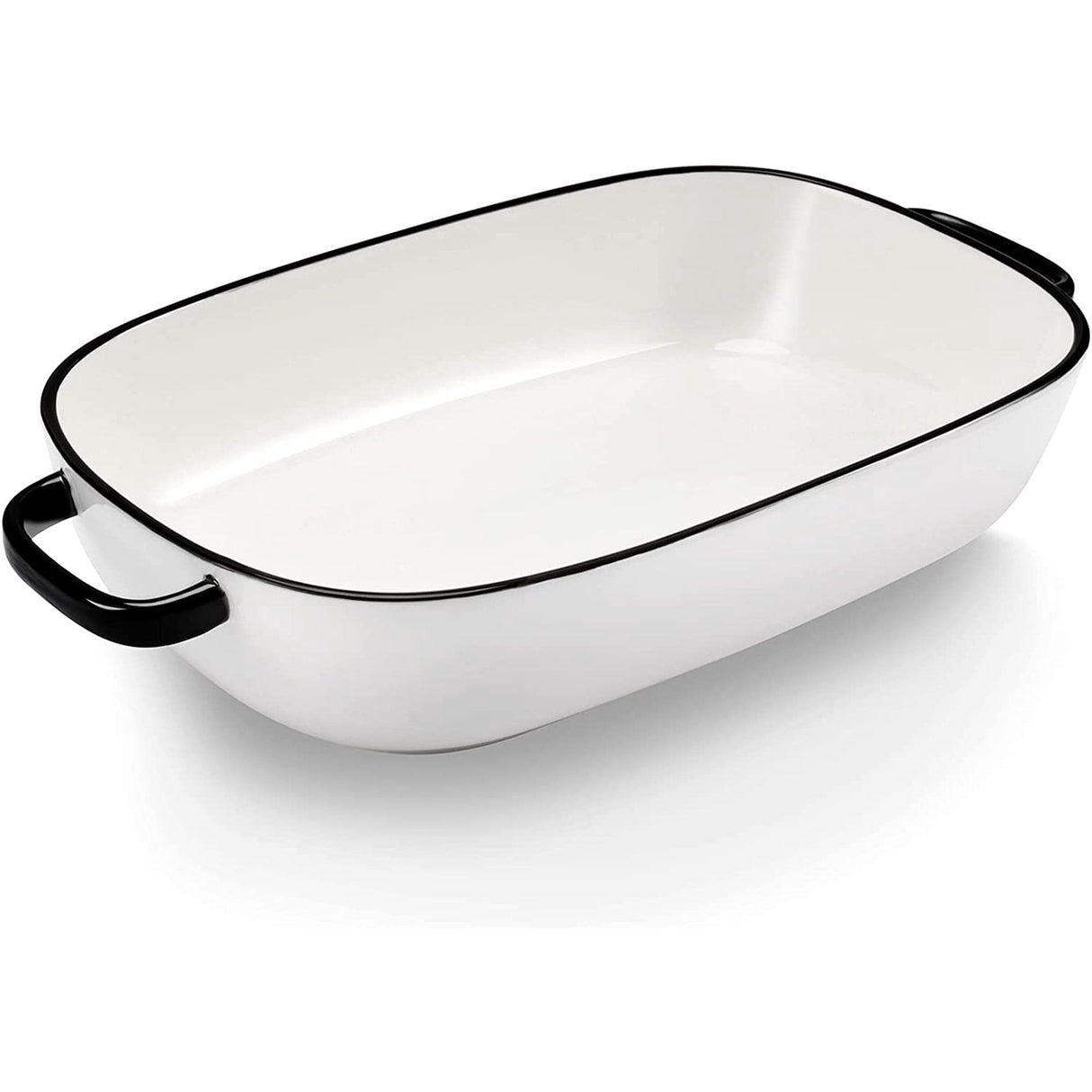 White Ceramic Rectangular Baking Dish, Oven Microwave Refrigerator Disinfection Cabinet and Dishwasher Safe Casserole Pan, 6 Quart, 16 x 11 in
