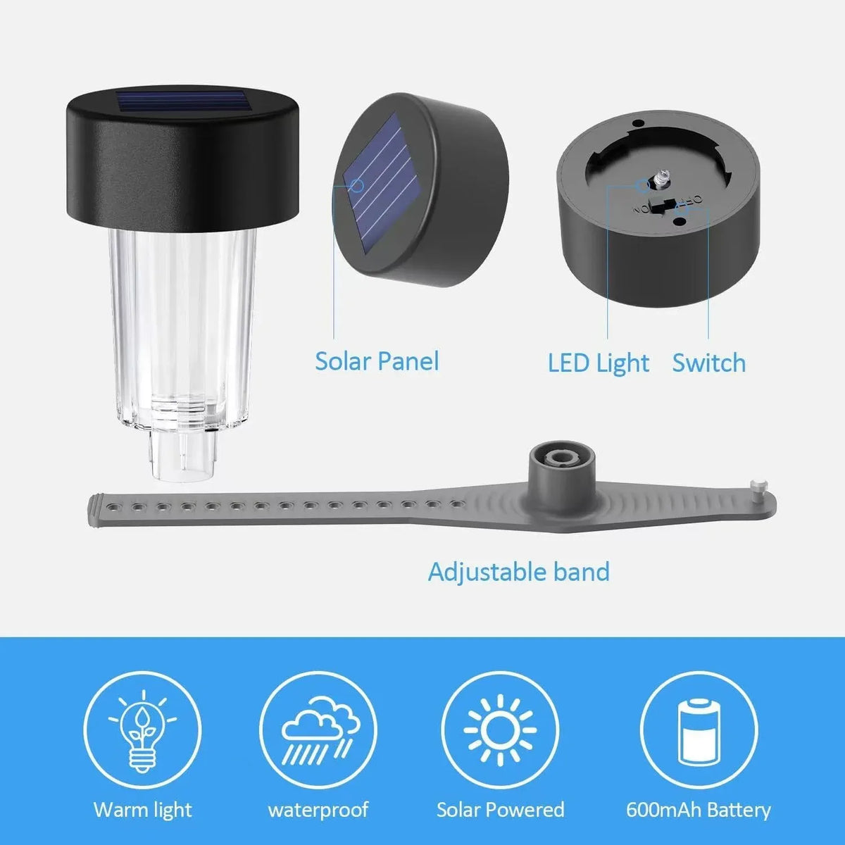 Waterproof Solar LED Pool Light, Night Light for Ground Pool Fence Decoration and Pool Accessories