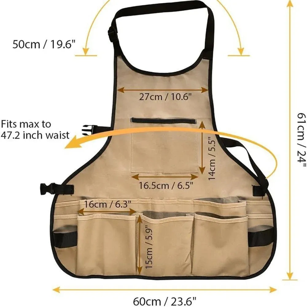 Garden Work Apron With 14 Pockets for Men and Women, Tool Apron for Gardeners Barbers and Bartenders