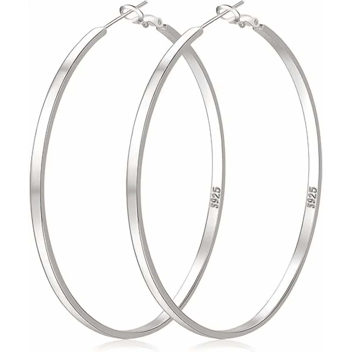 316 Sterling Silver Hoop Earrings for Women, Lightweight Hypoallergenic Large Earrings, 30/40/50 mm
