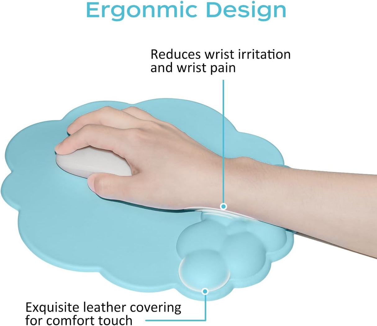 Mouse pad - Mouse pad with wrist rest - Ergonomic mouse pad - Mouse pad with leather surface, suitable for computers, laptops, office, home and travel, with non-slip bottom